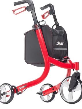 Drive Nitro Red Knee Walker with Black Storage Bag